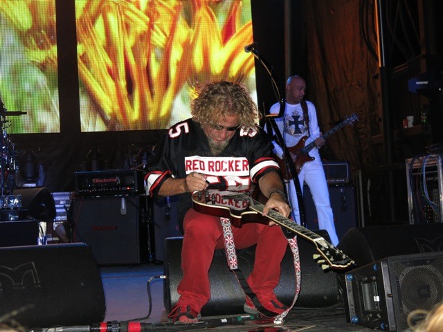 Sammy signing One Way Scott's guitar - Used to be Sammy's guitar