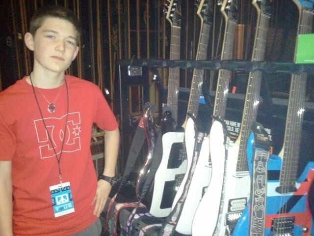 My Son Josiah with Satriani's Guitar Rig onstage