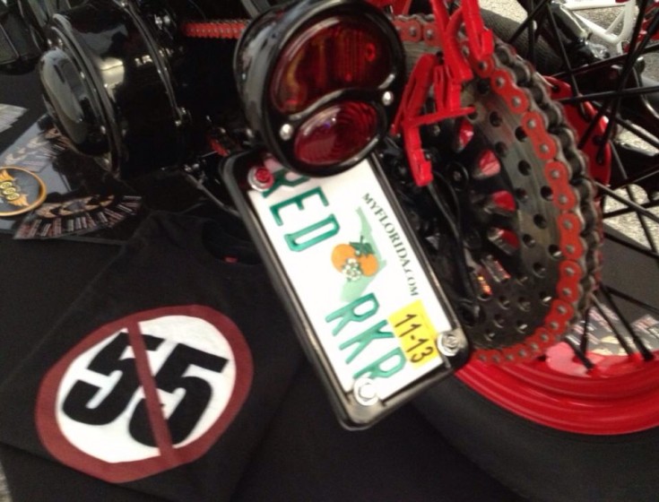 Red Rocker License Plate